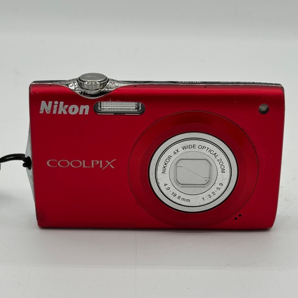 Nikon Coolpix S205 Digital Camera Red 4x Wide Optical Zoom with EN-EL10 Battery